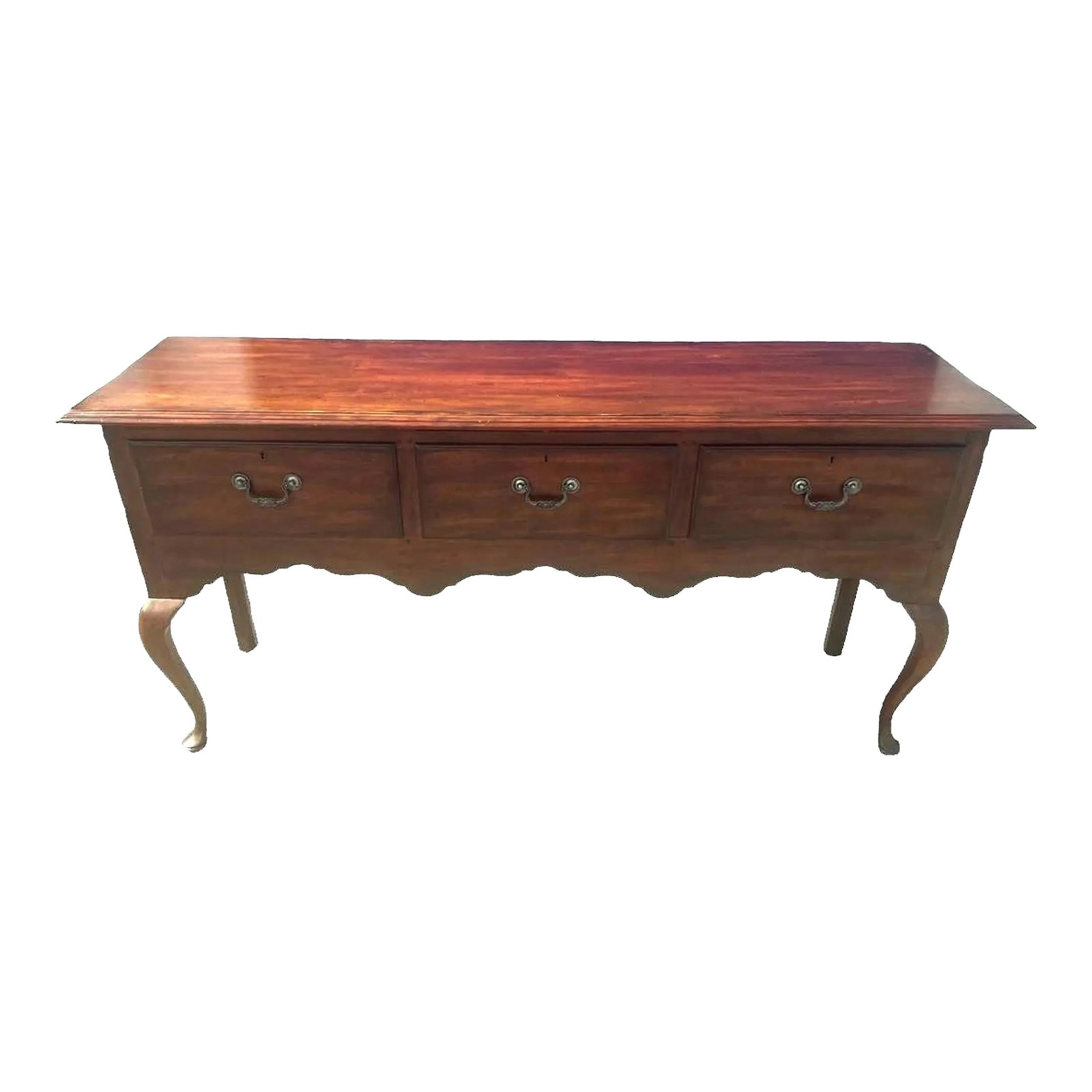 Drexel Heritage Cherry Wood Buffet Credenza - Vintage Late 20th Century: Drexel Heritage Cherry Wood Buffet Credenza - Vintage Late 20th Century. 71" wide. The true color is best represented in the second and third photos. The "distress" marks you see, for instance, on the