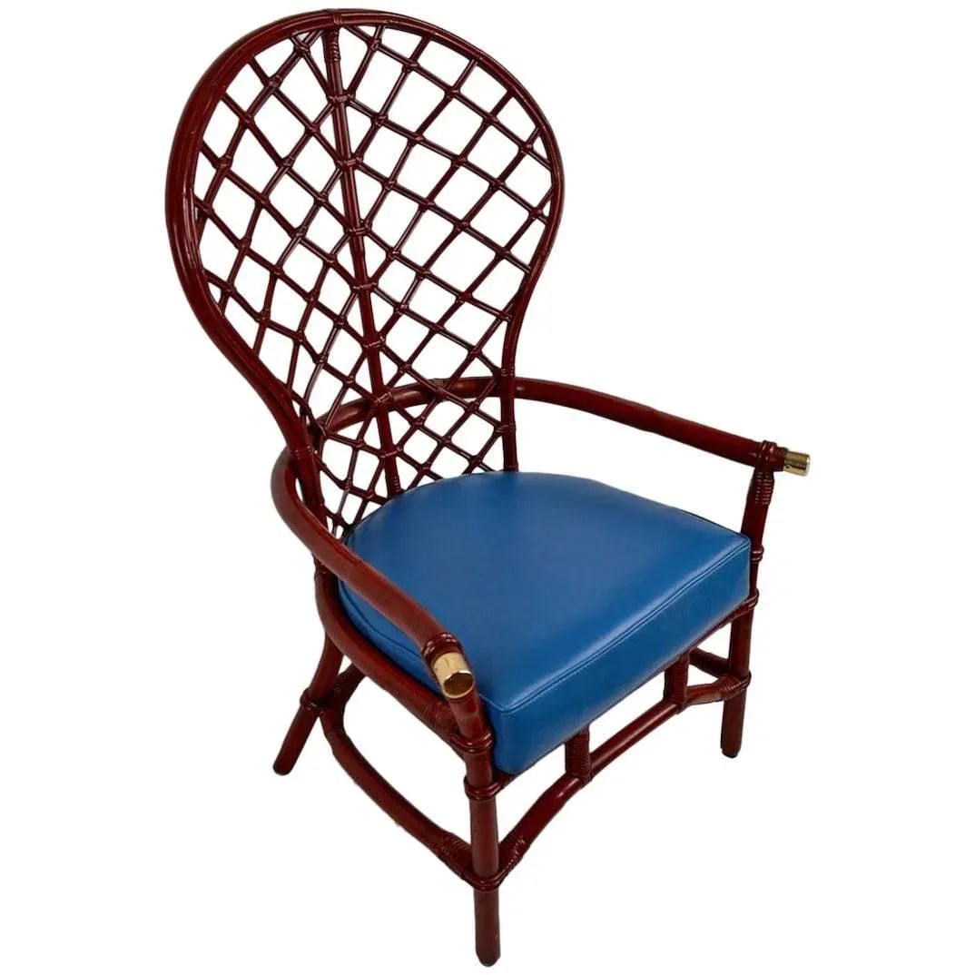 High Fan Back Woven Wicker Chair by Ficks Reed - 10