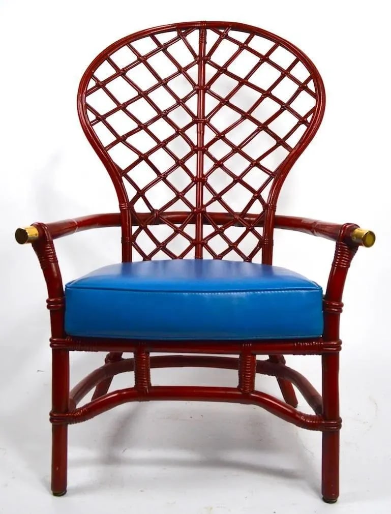 High Fan Back Woven Wicker Chair by Ficks Reed - 3