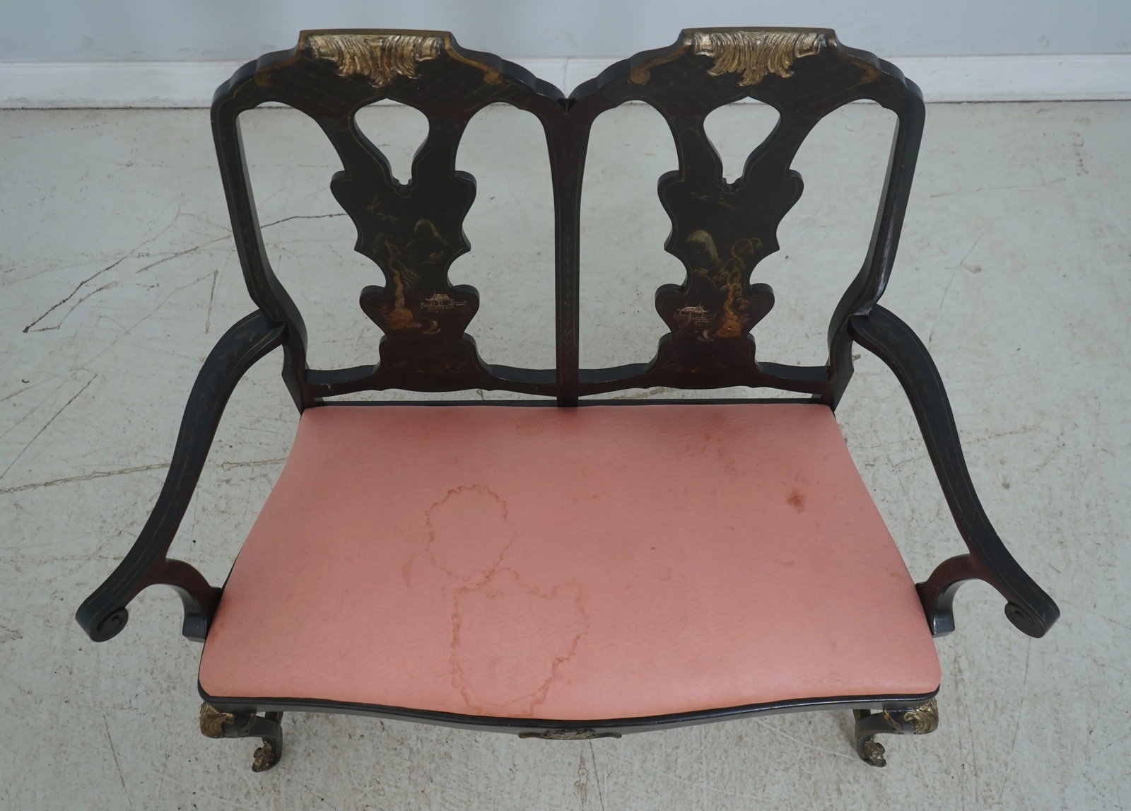 Chinoiserie Decorated Vintage Double Back Settee - 3
