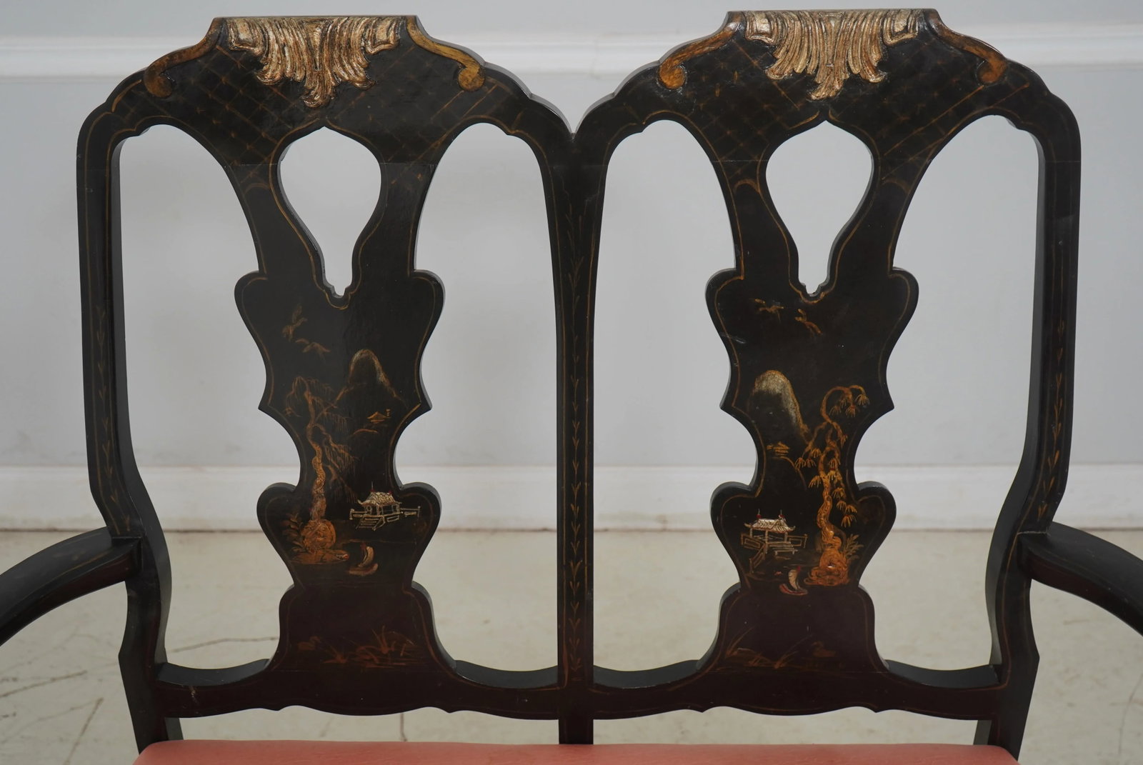 Chinoiserie Decorated Vintage Double Back Settee - 4