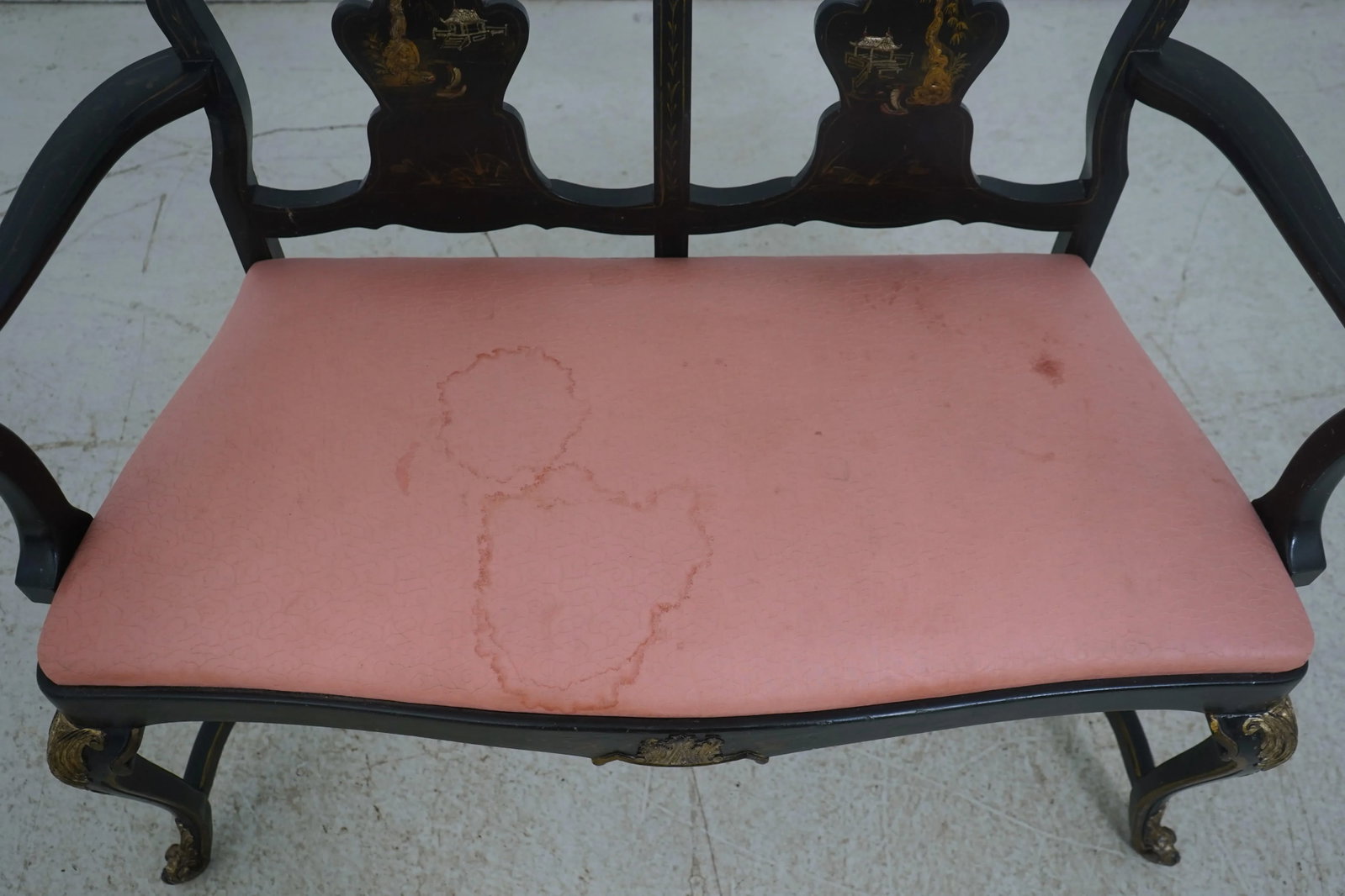 Chinoiserie Decorated Vintage Double Back Settee - 7