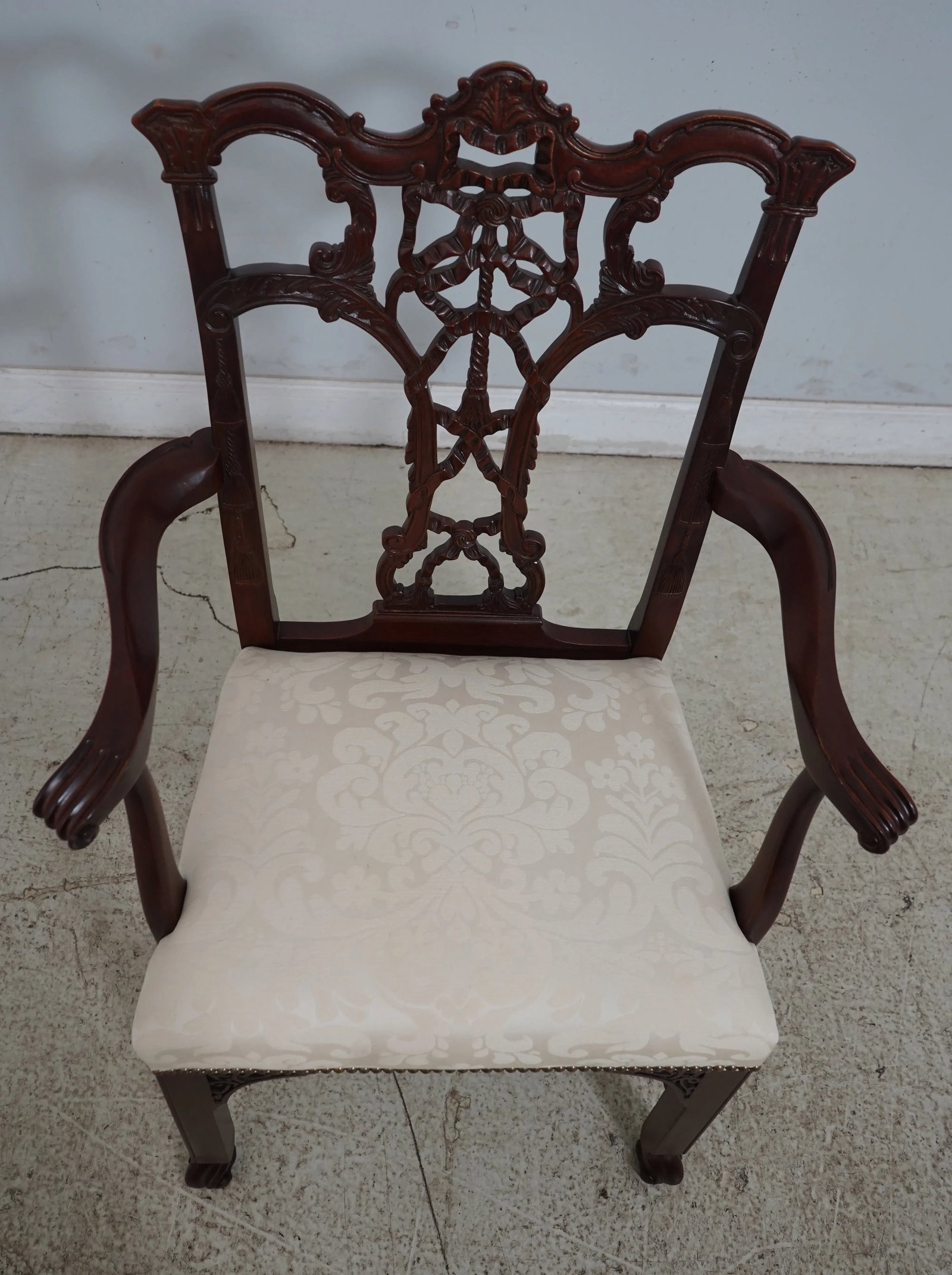 Pair Hickory Chair Co Carved Mahogany Rococo Armchairs - 2