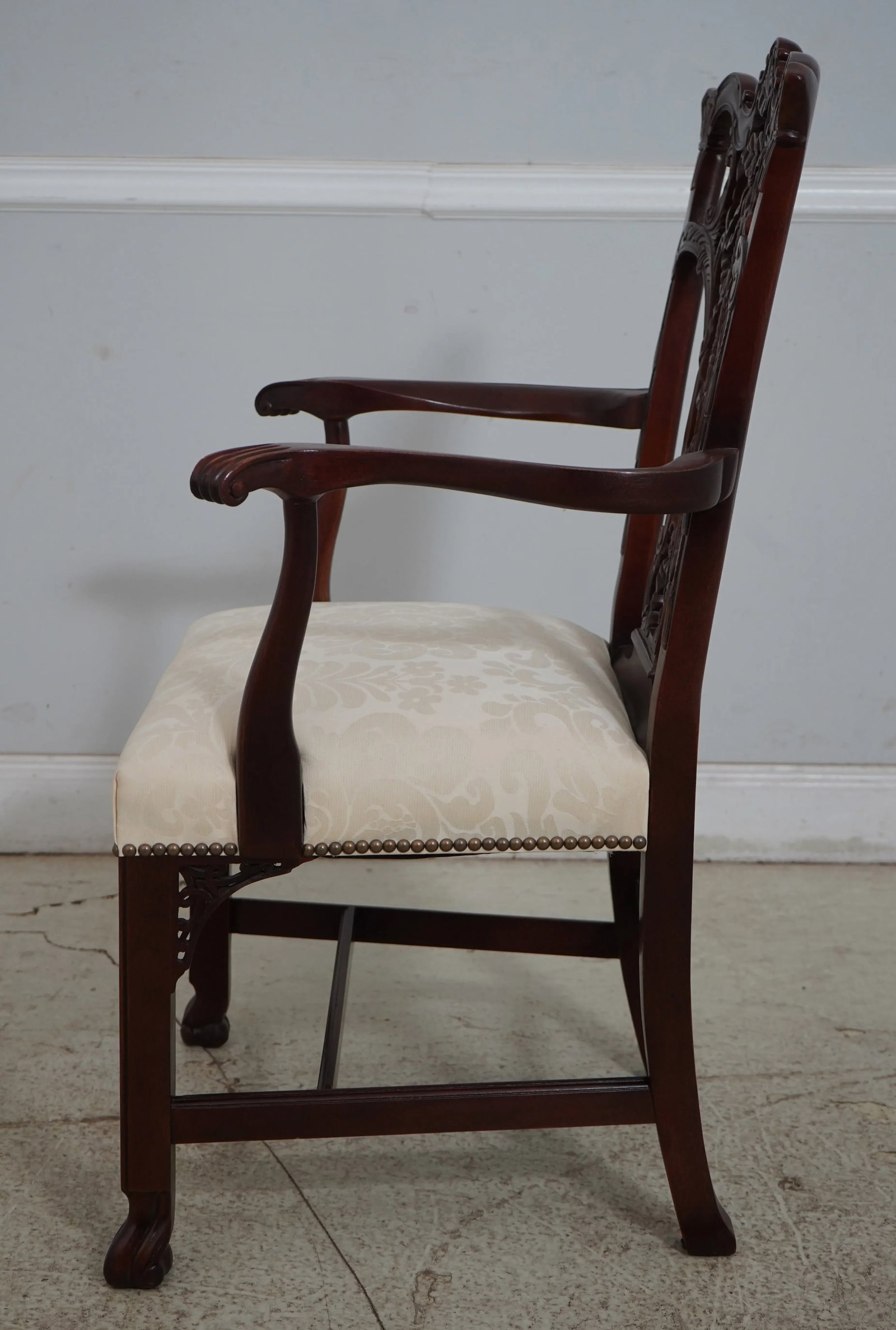 Pair Hickory Chair Co Carved Mahogany Rococo Armchairs - 3