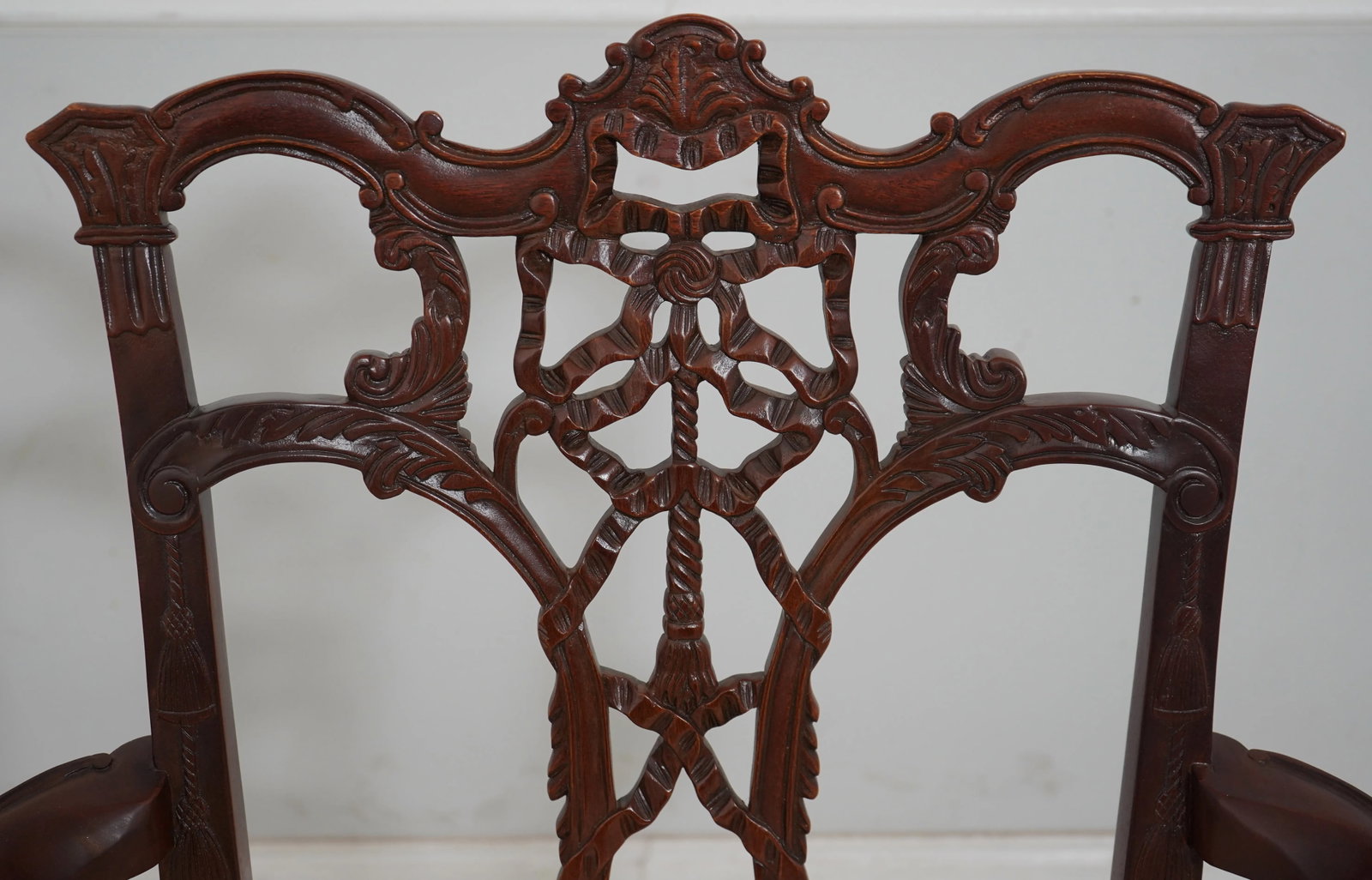 Pair Hickory Chair Co Carved Mahogany Rococo Armchairs - 5