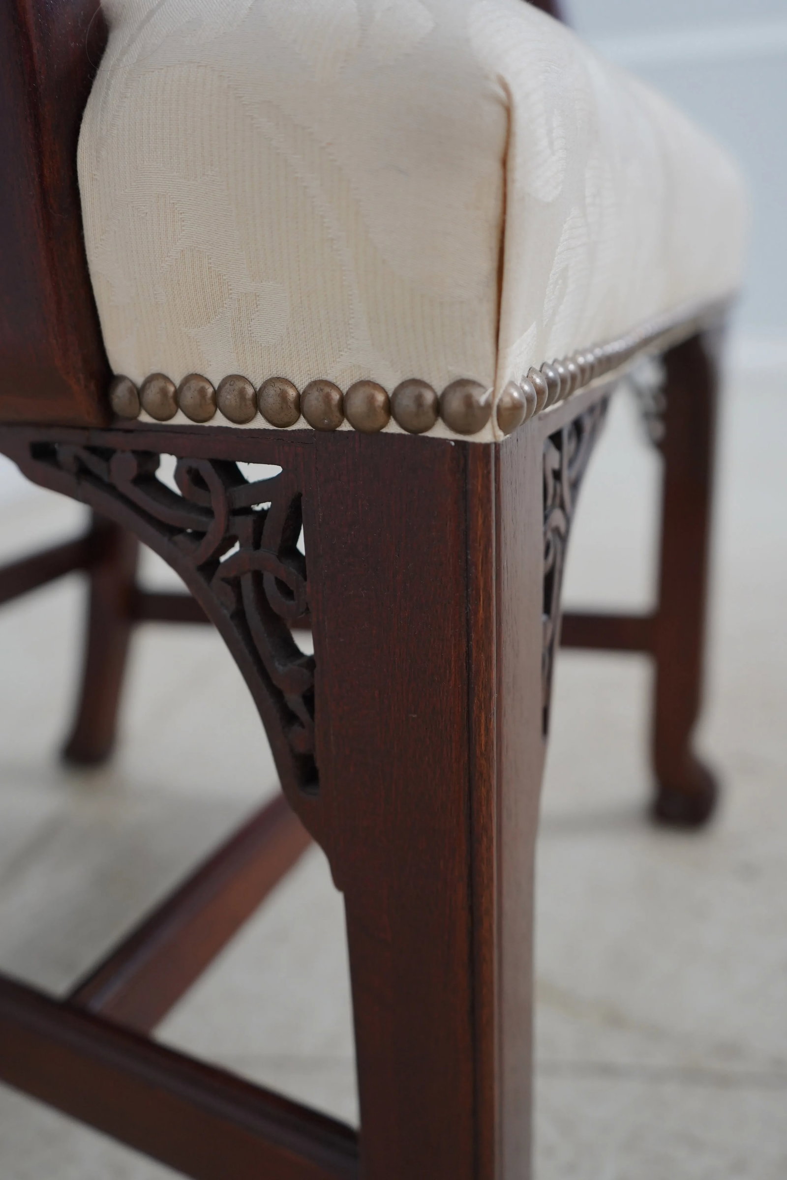 Pair Hickory Chair Co Carved Mahogany Rococo Armchairs - 6