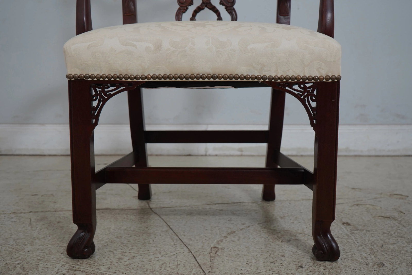 Pair Hickory Chair Co Carved Mahogany Rococo Armchairs - 7