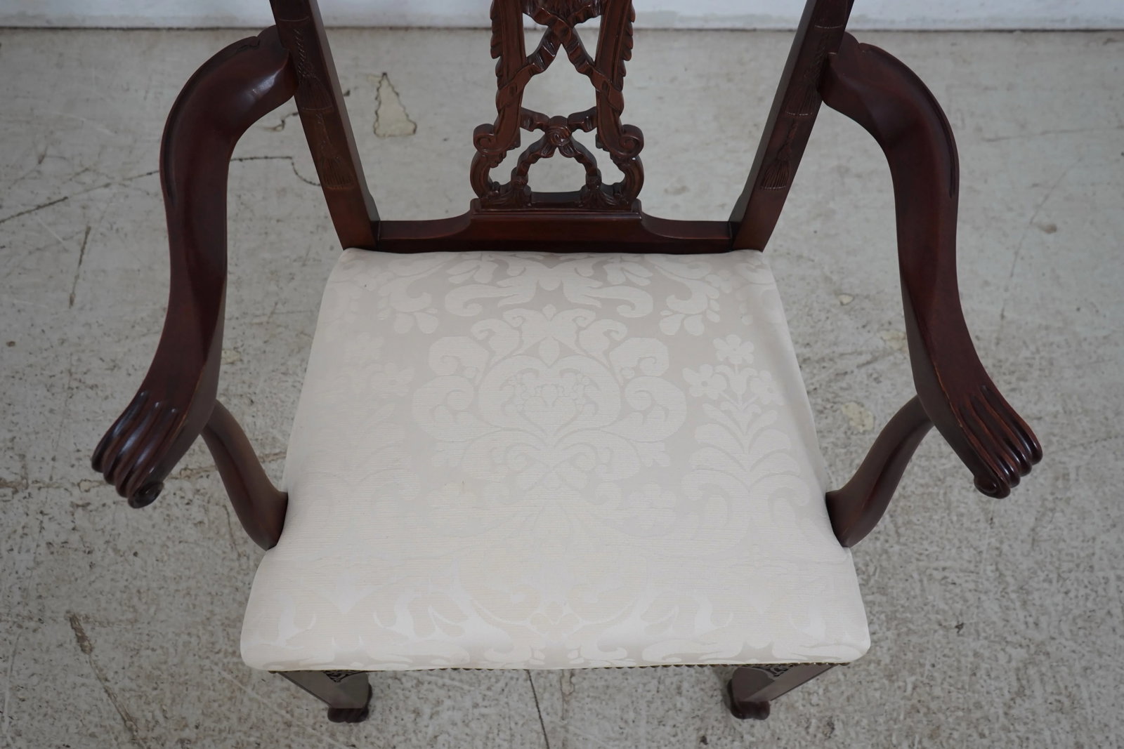 Pair Hickory Chair Co Carved Mahogany Rococo Armchairs - 8