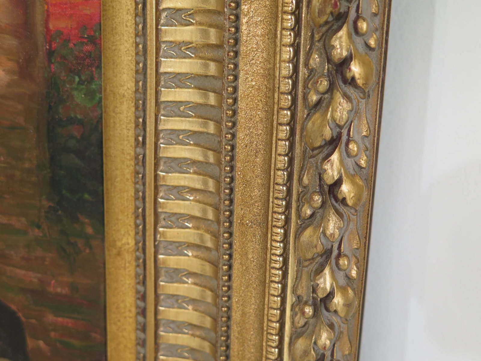 1990s Vintage "Woman Feeding Deer" Framed Oil Painting on Canvas - 5
