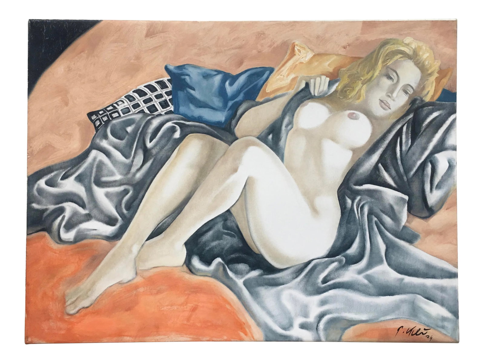 Rare Realistic Nude Painting, Peter Keil, 1979: Peter Keil is a German artist that focuses primarily on abstract expressionism. Keil painted with some of the greats including Joan Miro, Pablo Picasso and Andy Warhol, to name a few. This is an