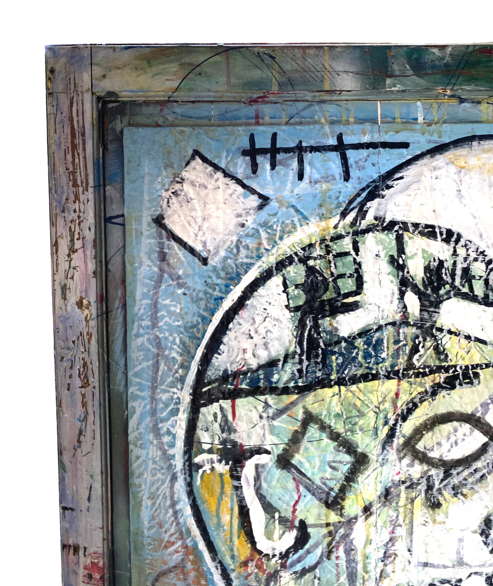 1990s Contemporary Outsider Tramp Art Portrait of a Man Skull in the Style of Jean Michel Basquiat - 4