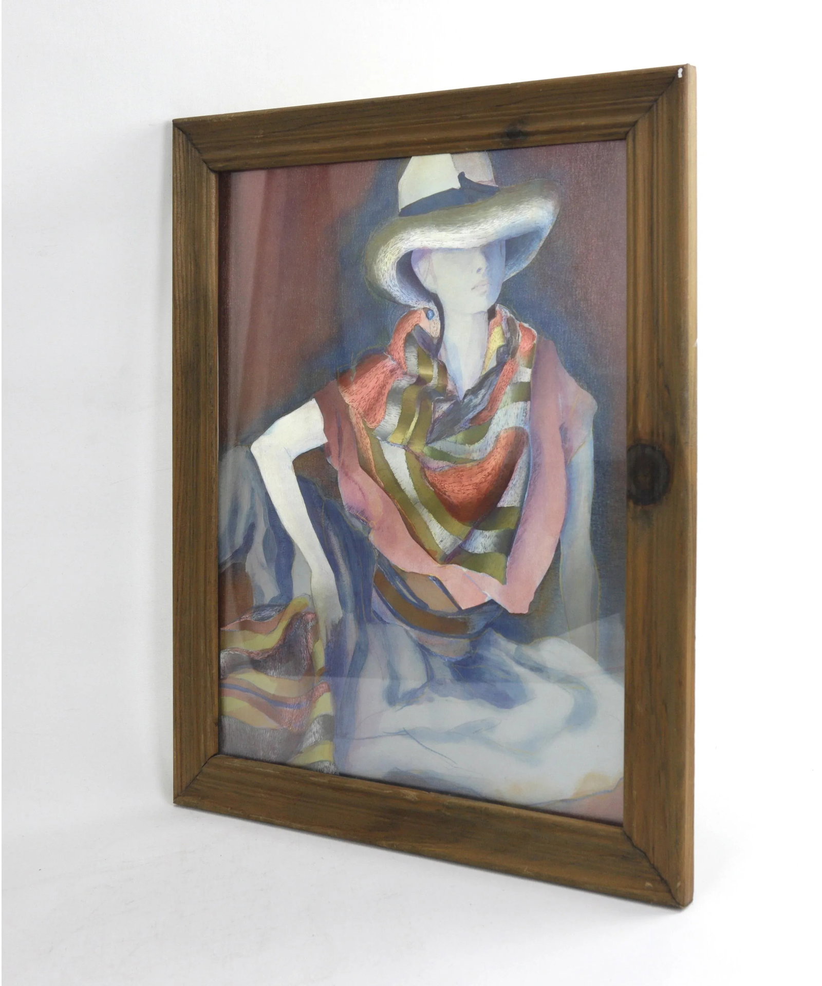 Rare Illuminated Art Print "Lady With Hat" - 2