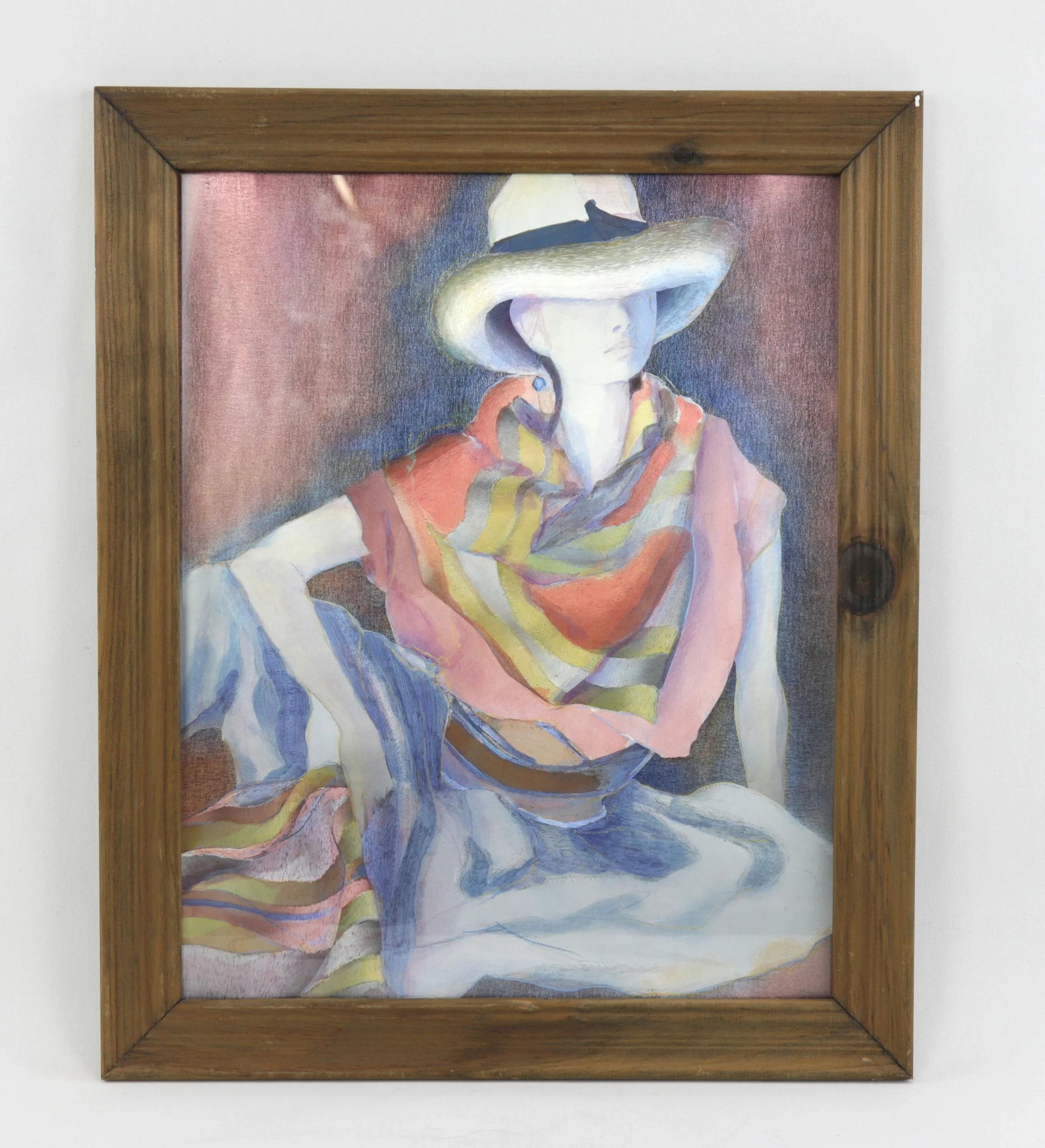 Rare Illuminated Art Print "Lady With Hat" - 6