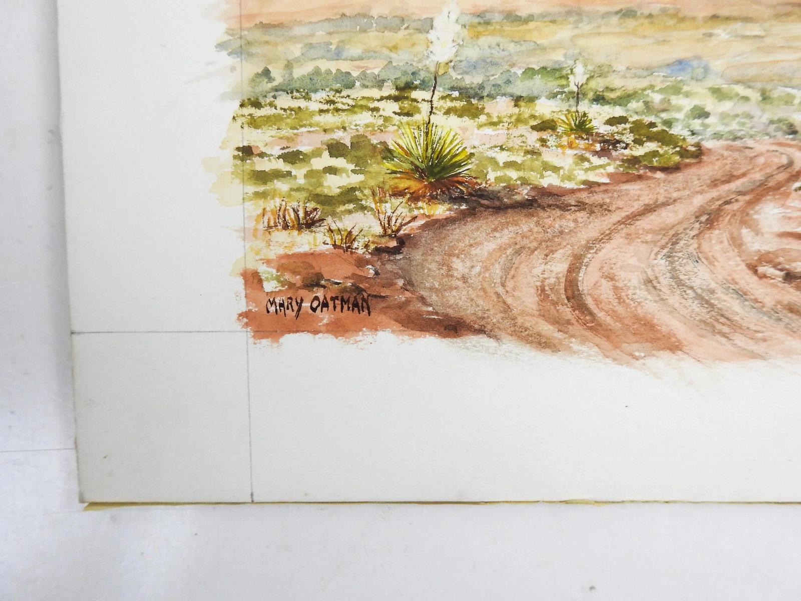 Vintage Desert Mountain Landscape Watercolor Painting - 2