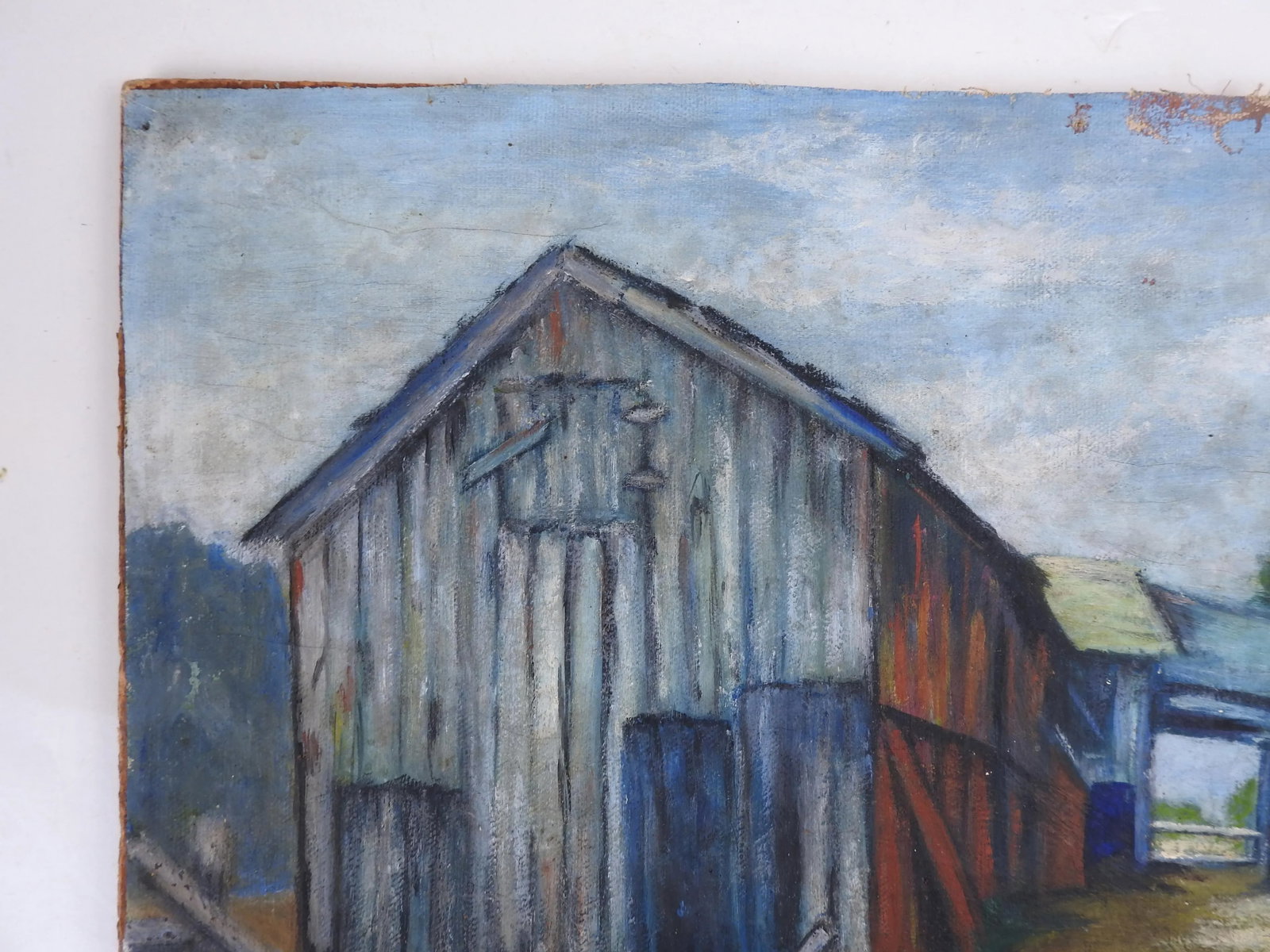 Vintage Mid 20th Century Pastoral Farm Scene With Cow Painting - 3
