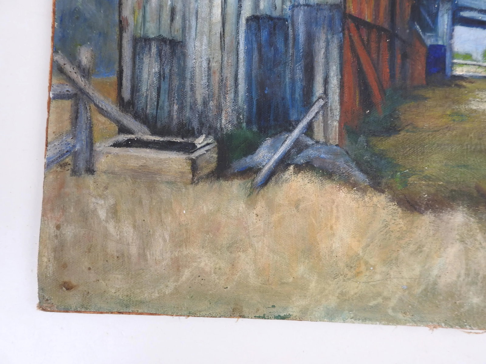 Vintage Mid 20th Century Pastoral Farm Scene With Cow Painting - 4