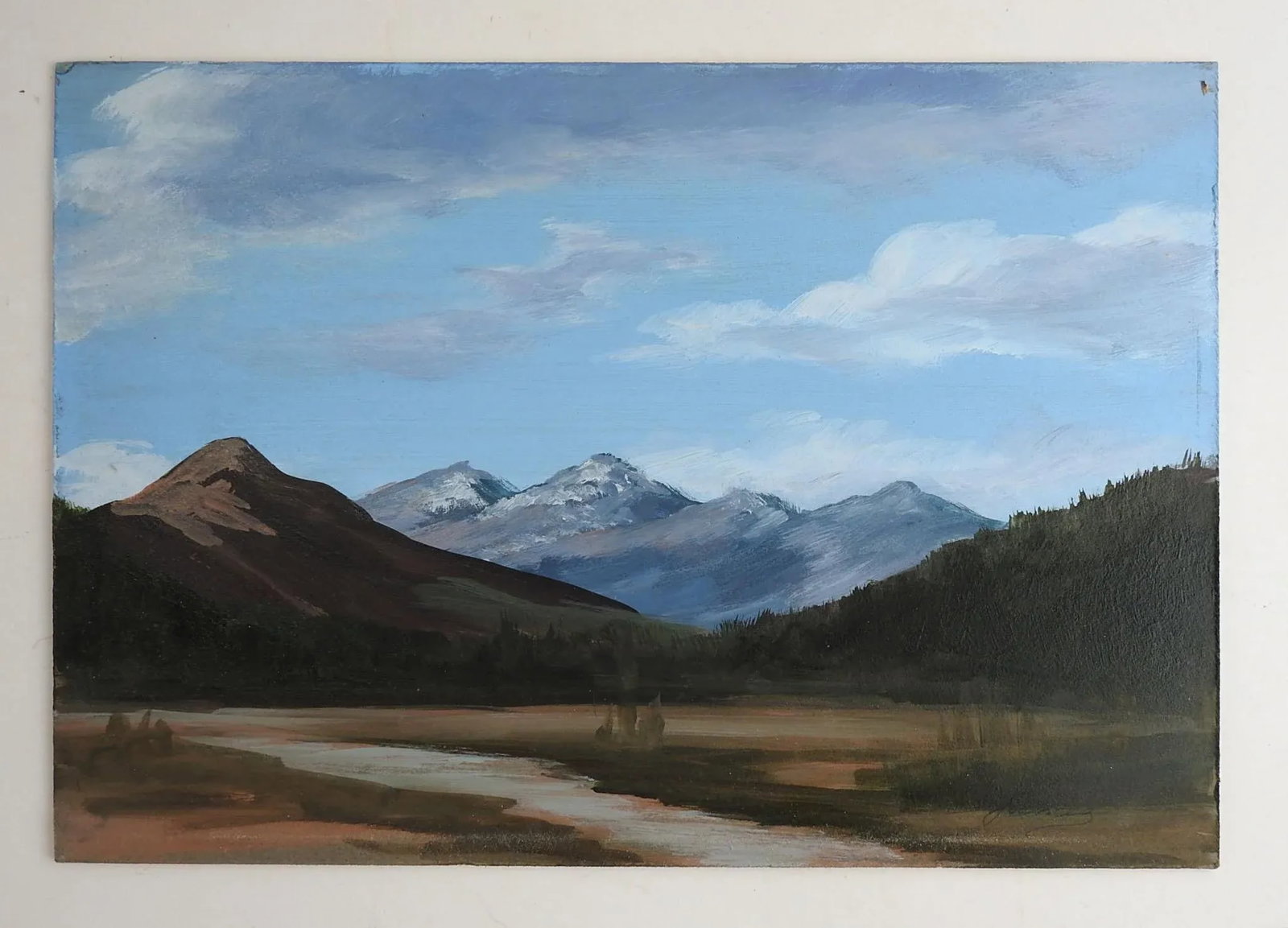 Mountain River Valley Landscape Painting - 2