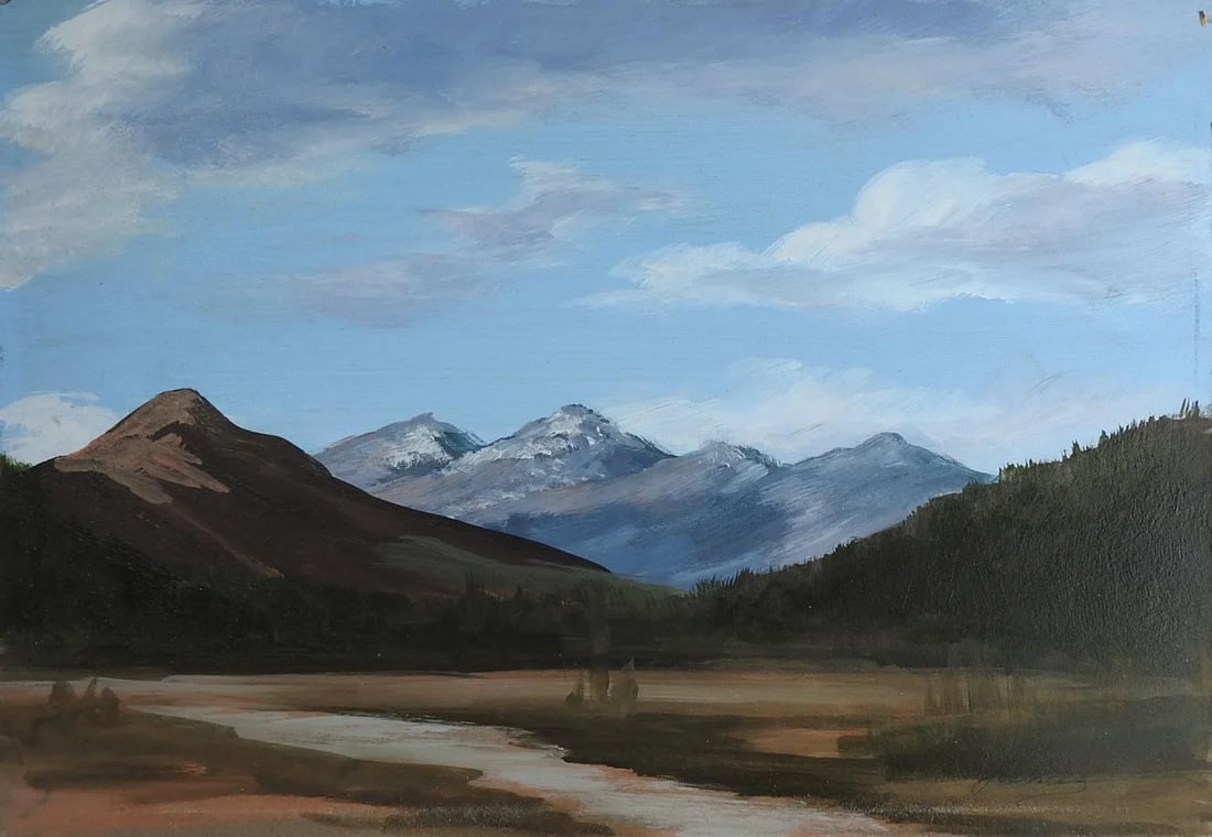 Mountain River Valley Landscape Painting - 3