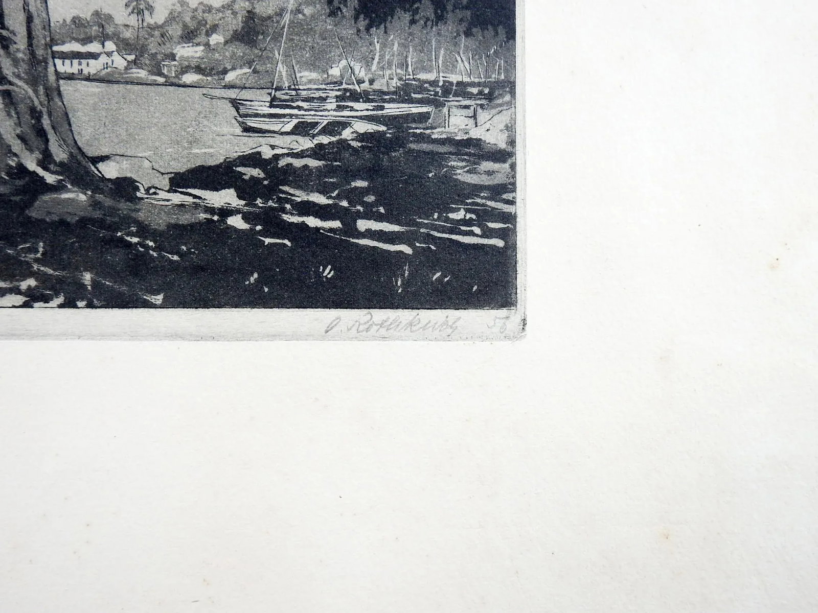 Brazilian Harbor Etching by Oskar Rothkirch - 3