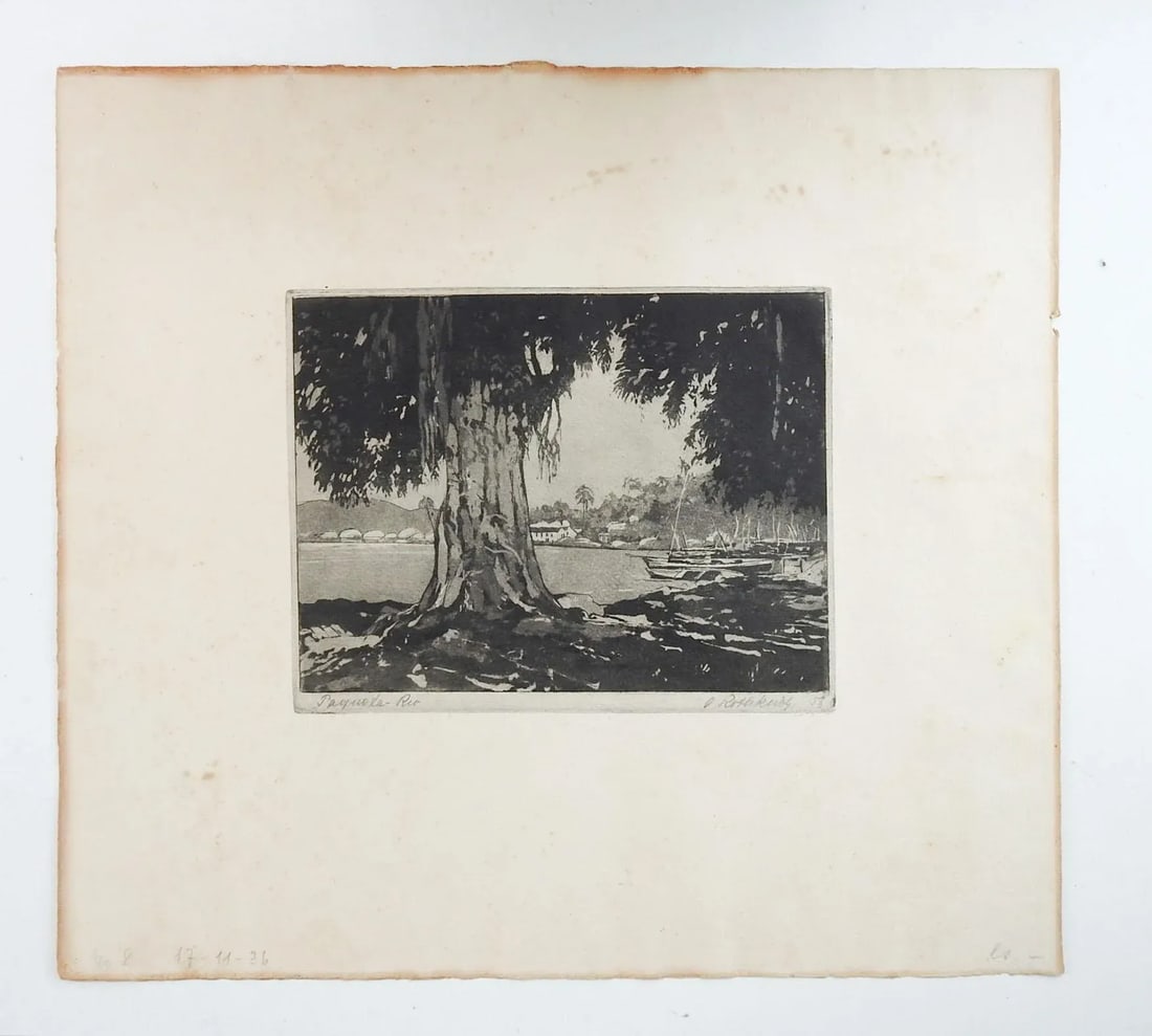 Brazilian Harbor Etching by Oskar Rothkirch - 4