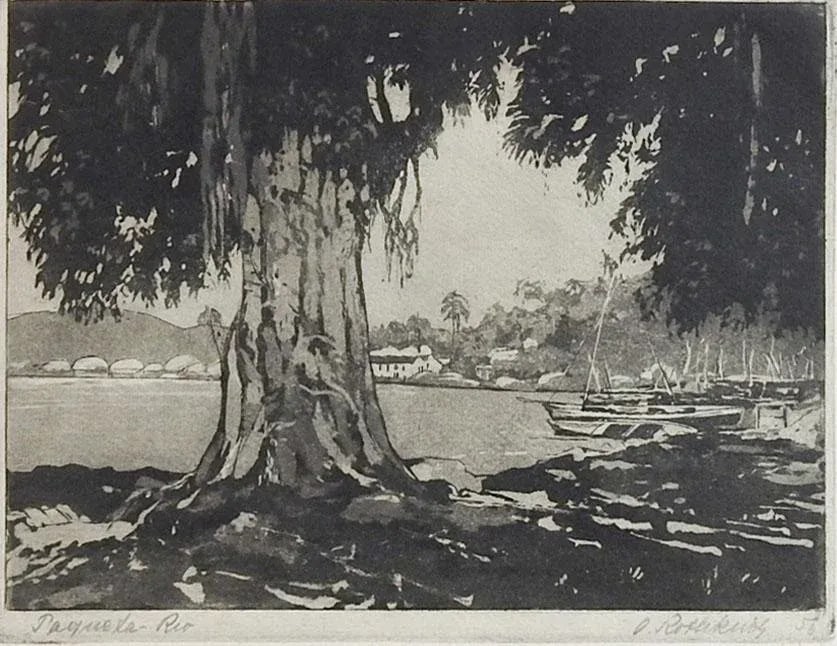 Brazilian Harbor Etching by Oskar Rothkirch - 5