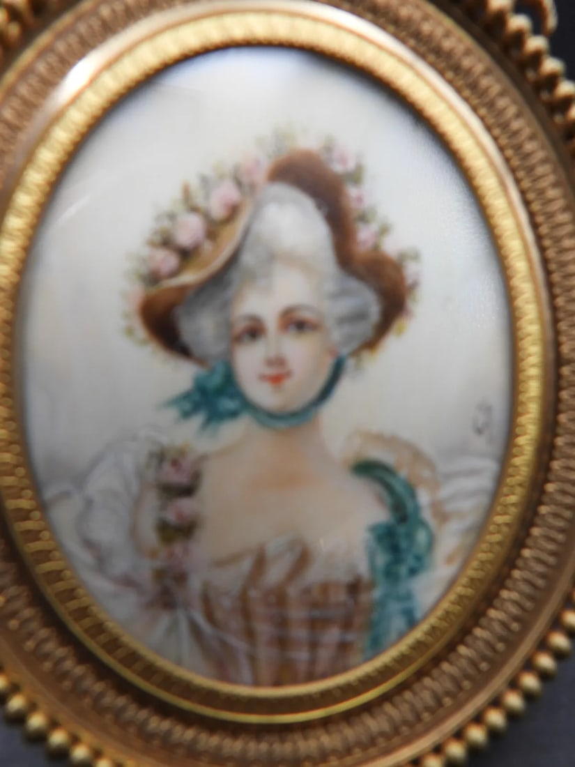 18th C French Miniature Portrait Louis XVI Court Style Young Lady Signed Gella or Getla - 2