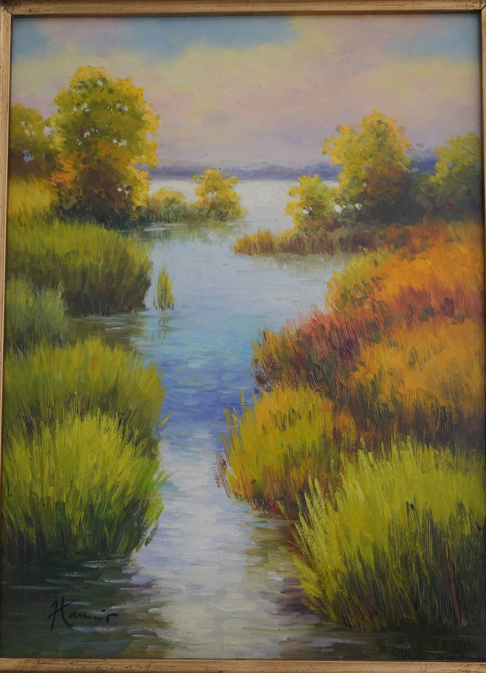 Framed Marsh Signed Oil Painting on Canvas ~ Signed - 5