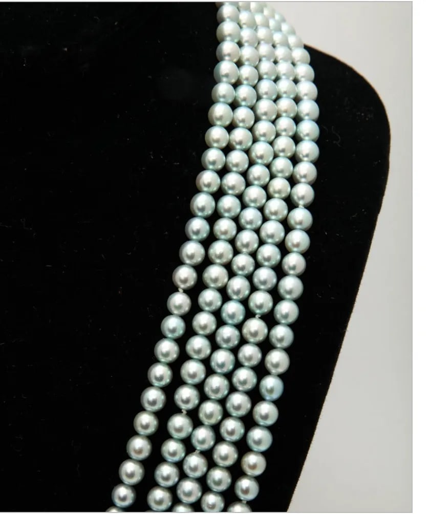 Kai-Yin Lo 5 Strand Cultured Pearl Necklace 14 Kt Gold and Diamond Clasp - 5