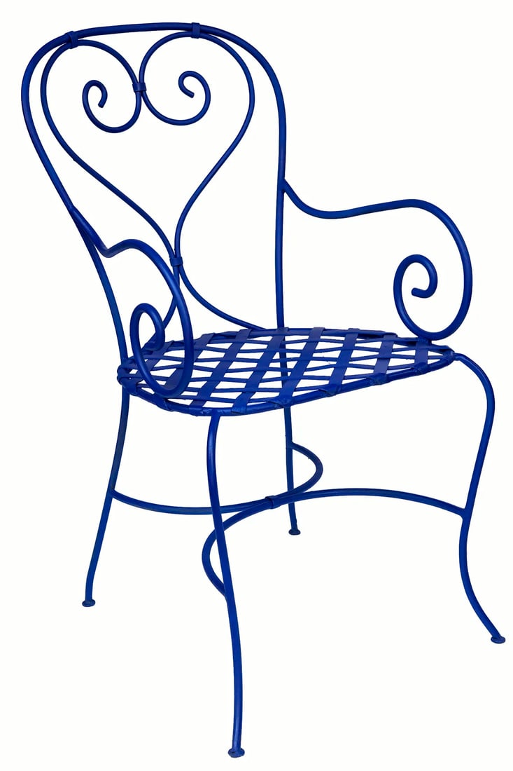 Late 20th Century Wrought Iron Garden Chairs in Marjorelle Blue - Set of 2 - 3