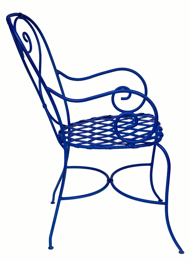 Late 20th Century Wrought Iron Garden Chairs in Marjorelle Blue - Set of 2 - 5