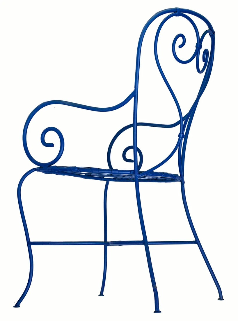 Late 20th Century Wrought Iron Garden Chairs in Marjorelle Blue - Set of 2 - 7