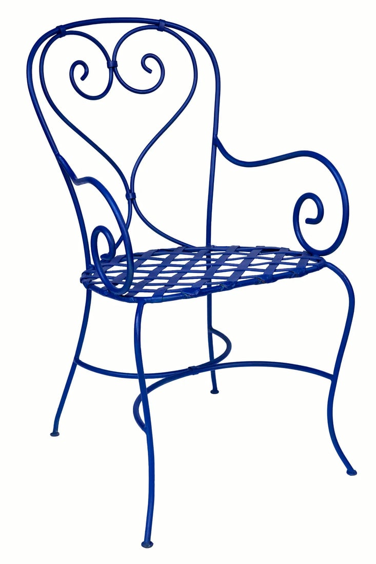 Late 20th Century Wrought Iron Garden Chairs in Marjorelle Blue - Set of 2 - 8