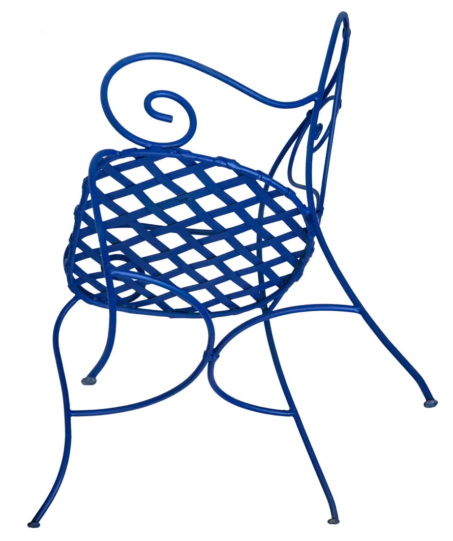 Late 20th Century Wrought Iron Garden Chairs in Marjorelle Blue - Set of 2 - 9