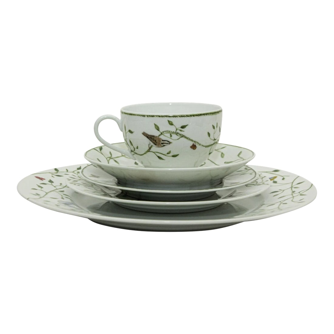 Raynaud Limoges France Porcelain Set Histoire Naturelle Design by Pamela Baldwin: Histoire Naturelle by Raynaud Limoges France Porcelaine set of 5 dishes.Five-piece place setting includes 1 dinner plate, 1 salad plate, 1 bread/butter plate, 1 teacup, and 1 saucer. The "Histoire