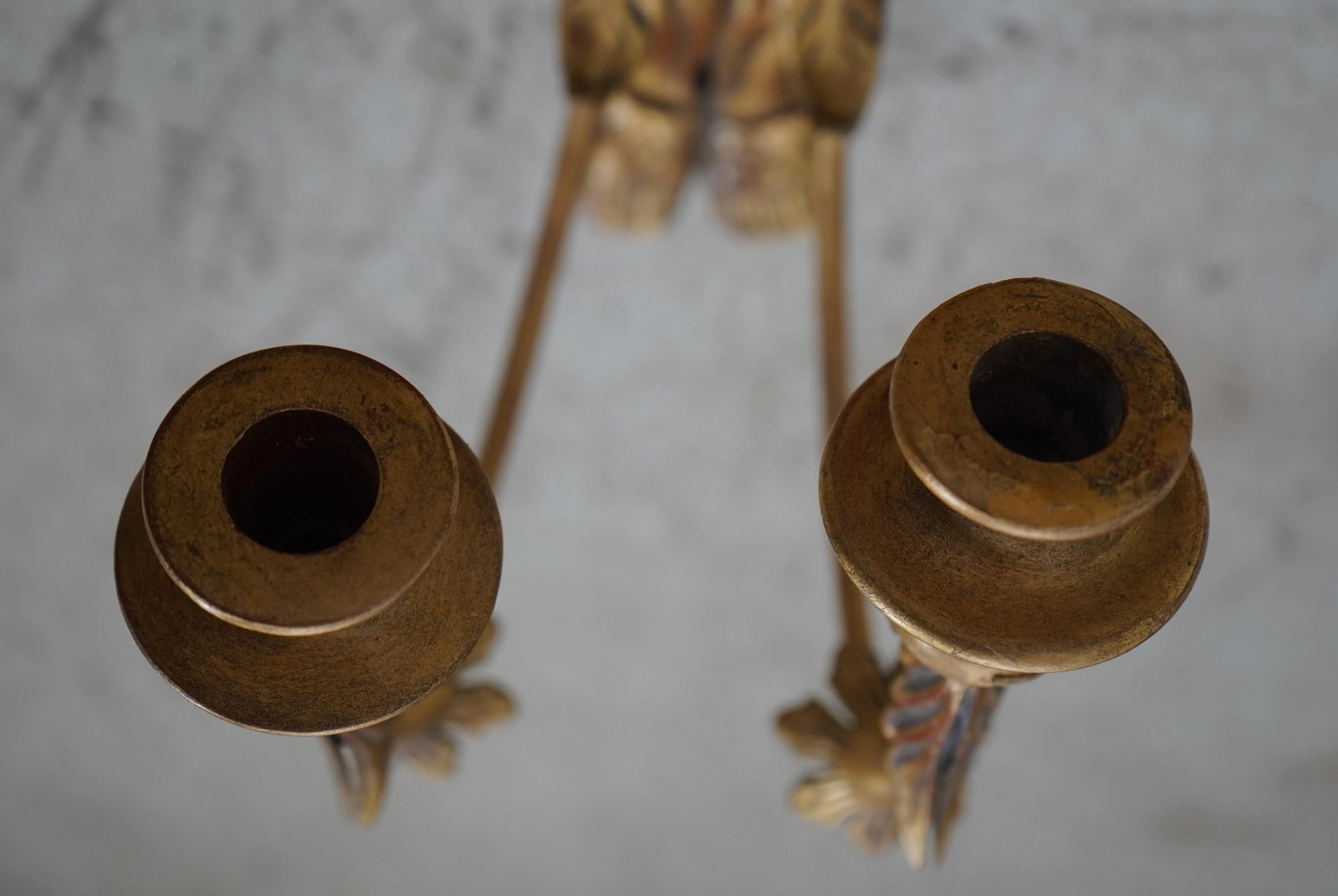Pair Federal Style Gold Finish Eagle Candelabras - 2