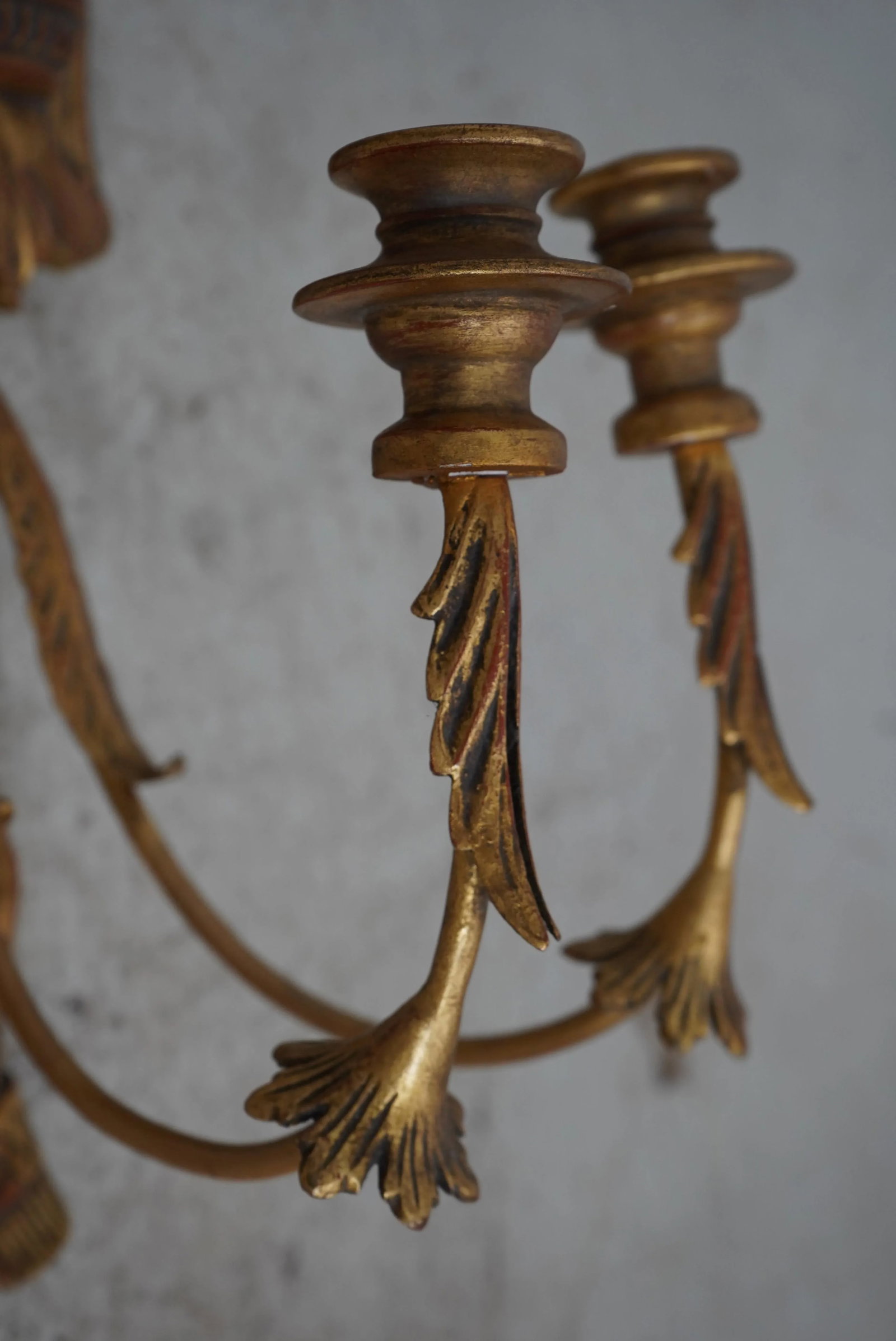 Pair Federal Style Gold Finish Eagle Candelabras - 3