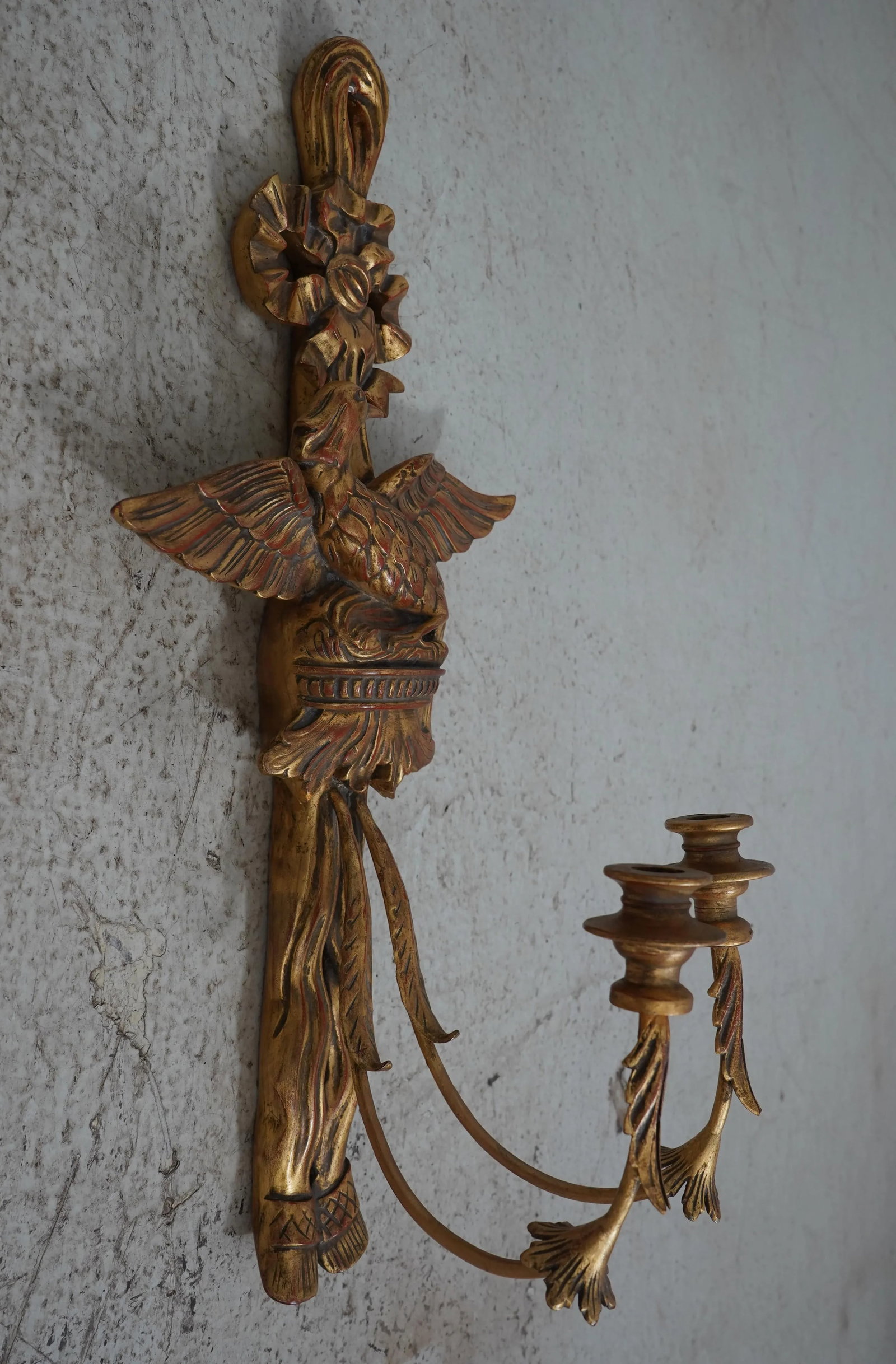 Pair Federal Style Gold Finish Eagle Candelabras - 7