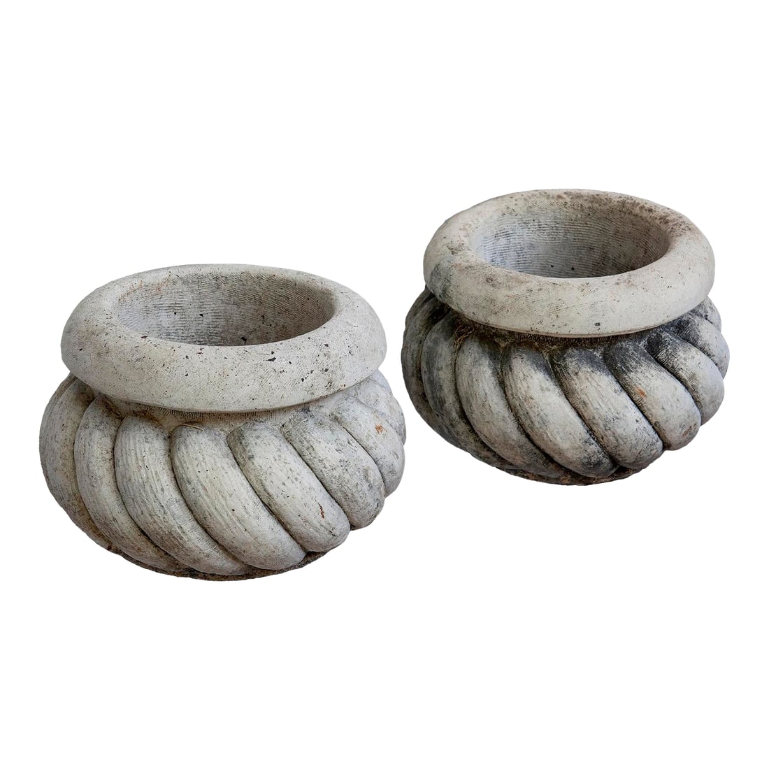 Vintage Concrete Planter Pots - A Pair: A Lovely Pair of Vintage Concrete Garden Pots with Rope Design. Condition: Alterations: Original Condition Unaltered Imperfections: Some Imperfections Condition Notes: In Overall Good Condition.
