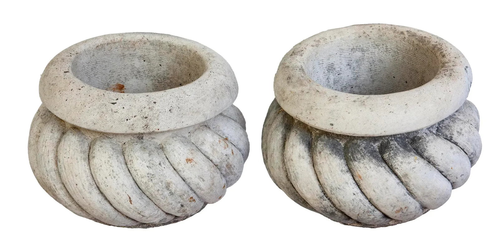 Vintage Concrete Planter Pots - A Pair - 3