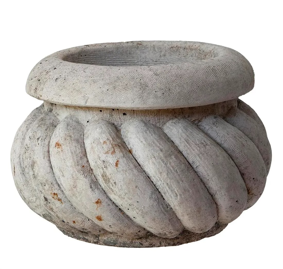 Vintage Concrete Planter Pots - A Pair - 7