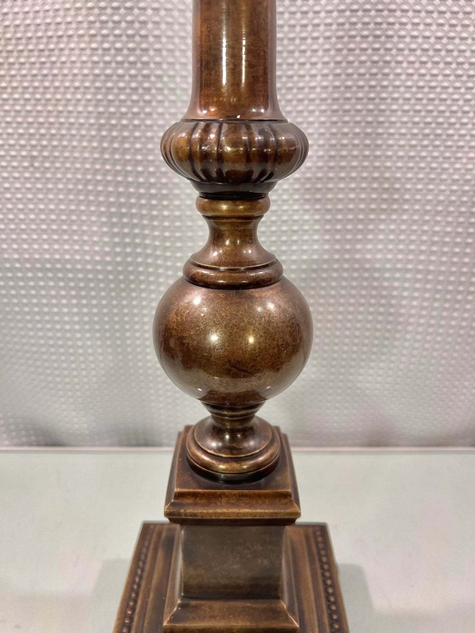 Vintage LPatinated Brass Palm Tree Candlestick Holder - 3