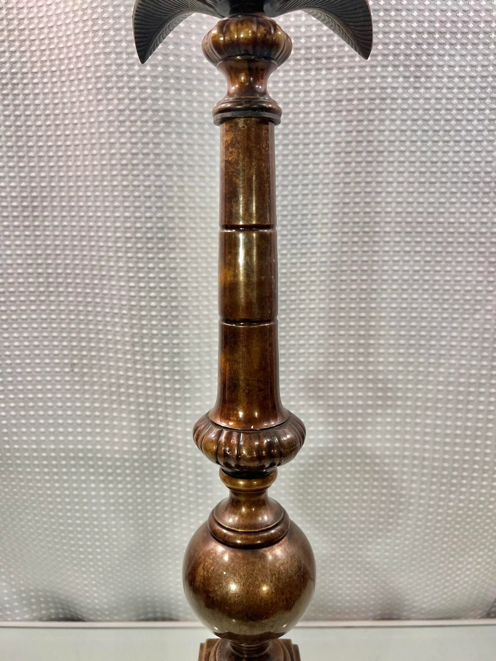 Vintage LPatinated Brass Palm Tree Candlestick Holder - 4