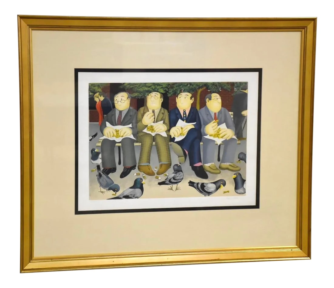 Beryl Cook Signed Lithograph: A hand signed lithograph titled "Lunch in the Garden" by Beryl Cook. Dimensions of frame. 44" wide. 36.5" tall. Condition: Alterations: Original Condition Unaltered Imperfections: Some Imperfections
