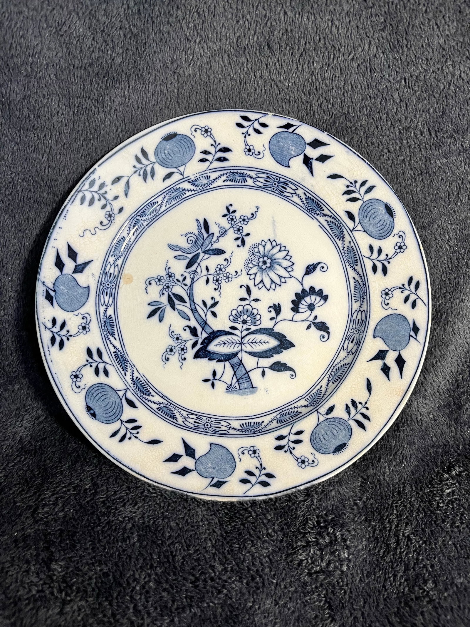 Pair of Antique Staffordshire Flow Blue "Onion" Transferware Plates - 2