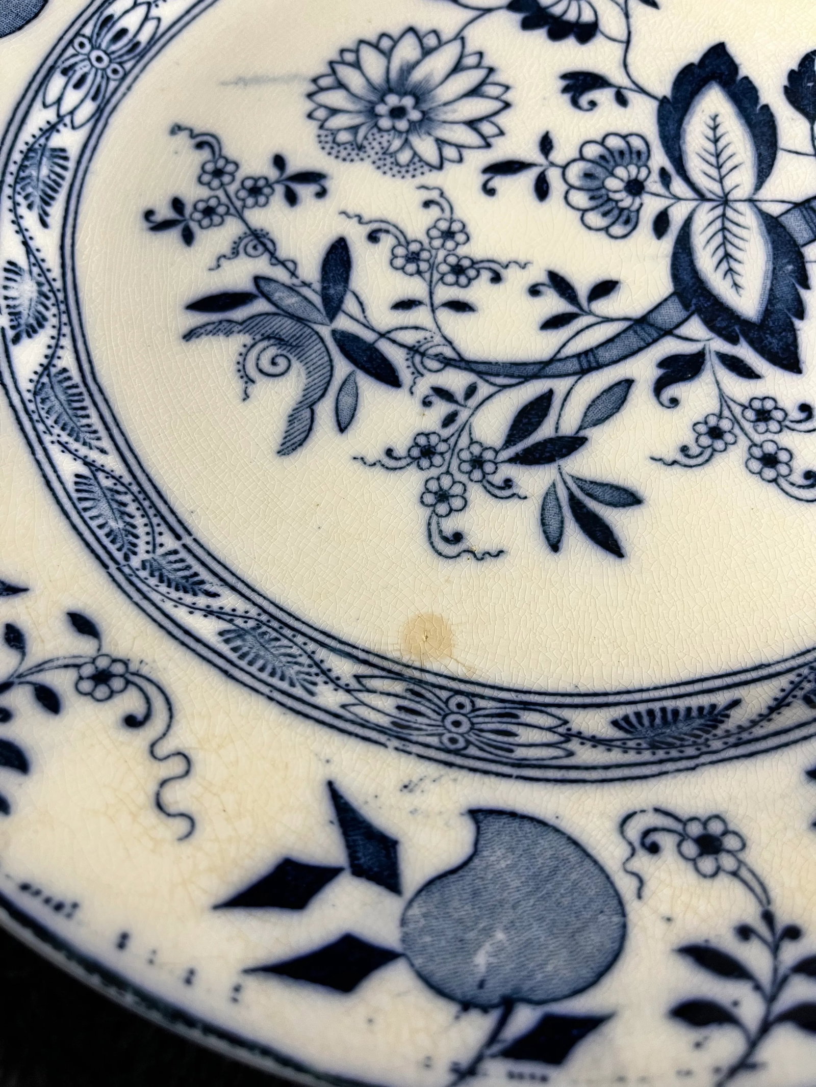 Pair of Antique Staffordshire Flow Blue "Onion" Transferware Plates - 7