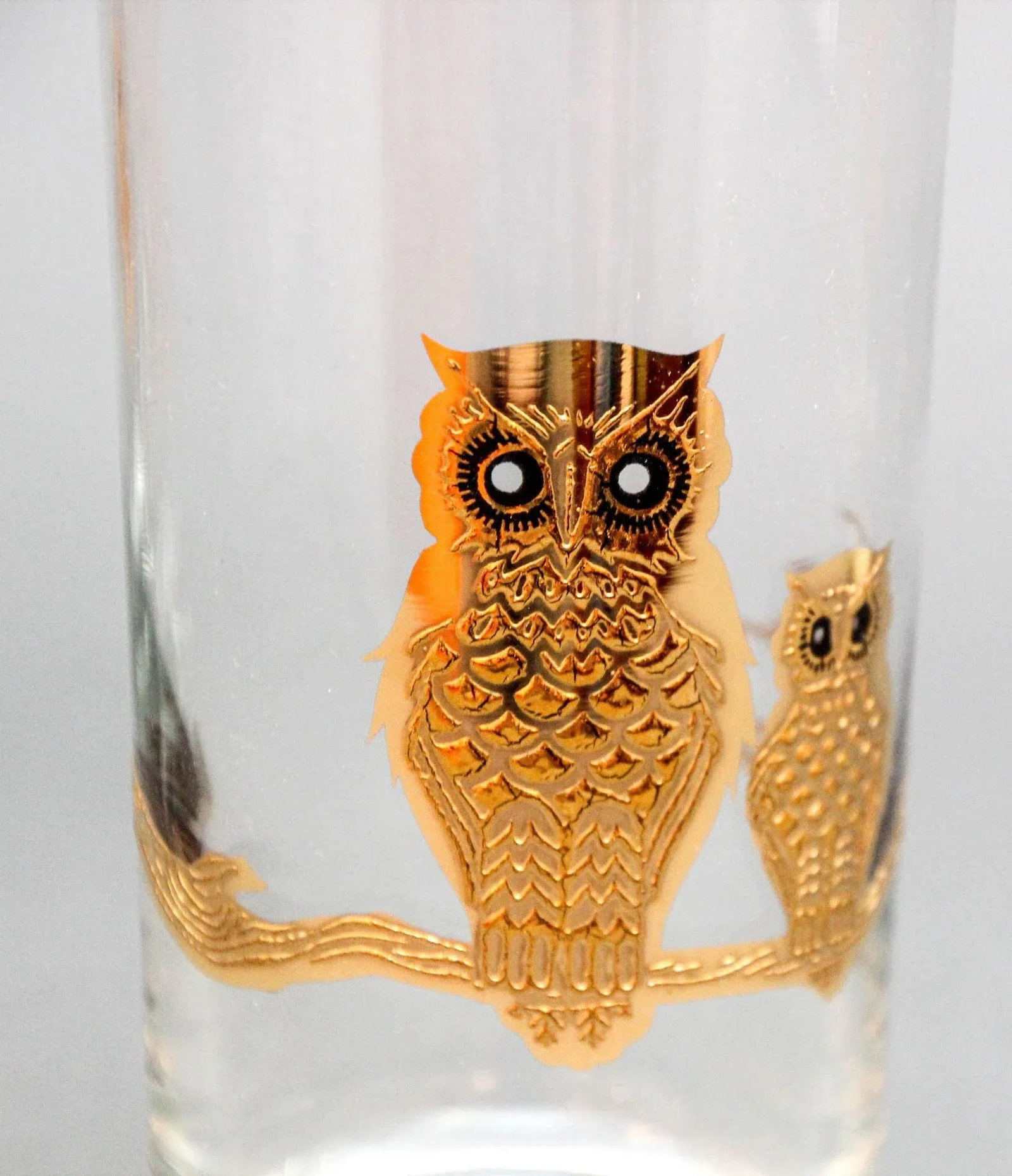 Culver Ltd Highball Barware Glasses 22k Gold Owls Hollywood Regency 1950s Signed - 6