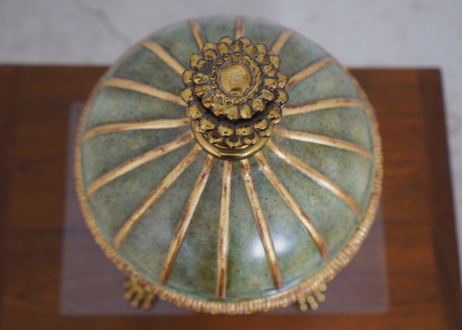 Maitland-Smith Green & Bronze Lidded Urn - 2