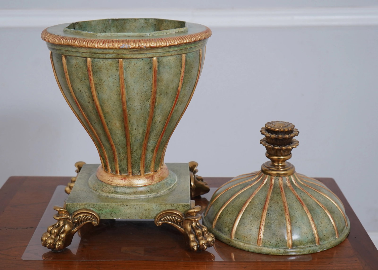 Maitland-Smith Green & Bronze Lidded Urn - 3