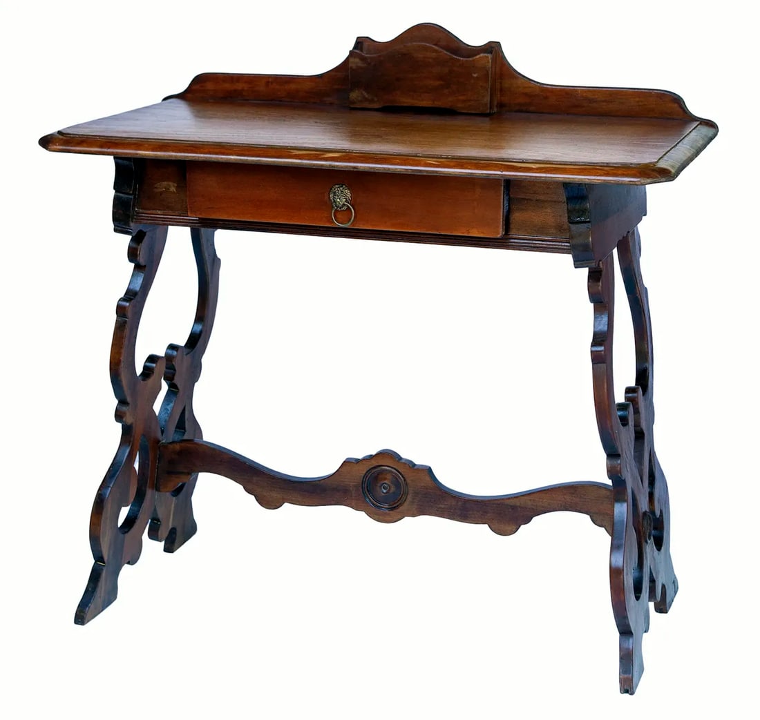Antique Wooden 1920's Desk With Drawer - 2