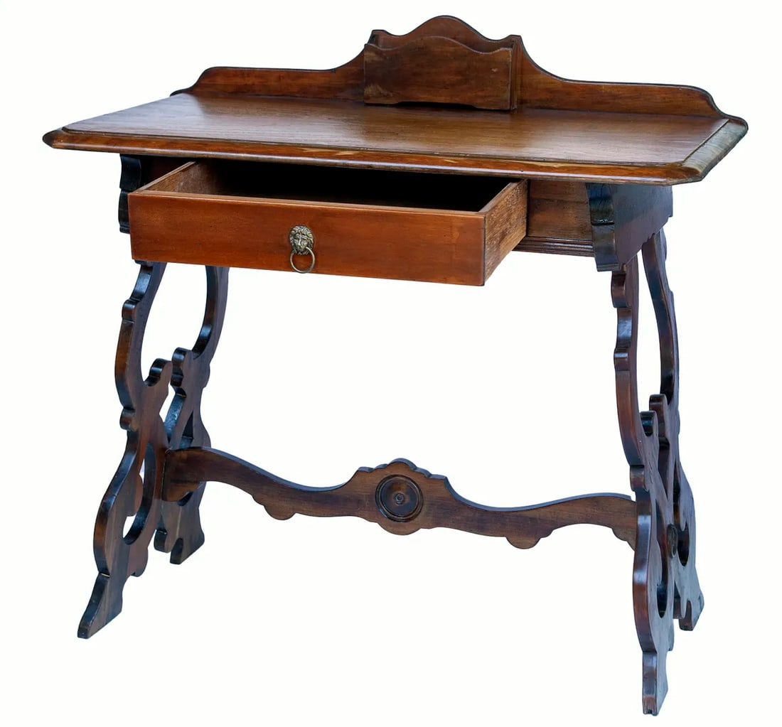 Antique Wooden 1920's Desk With Drawer - 3